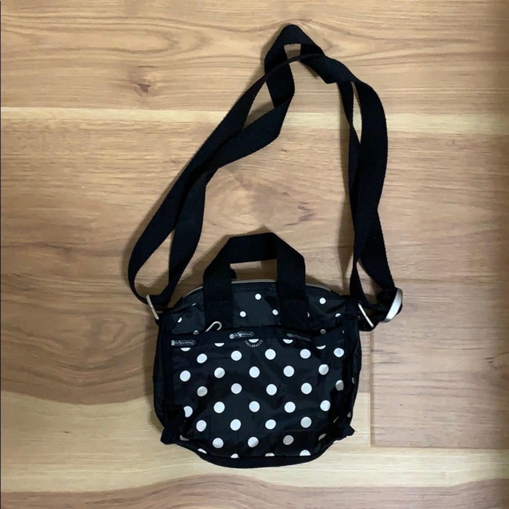 Mini polka dot bag with adjustable strap
